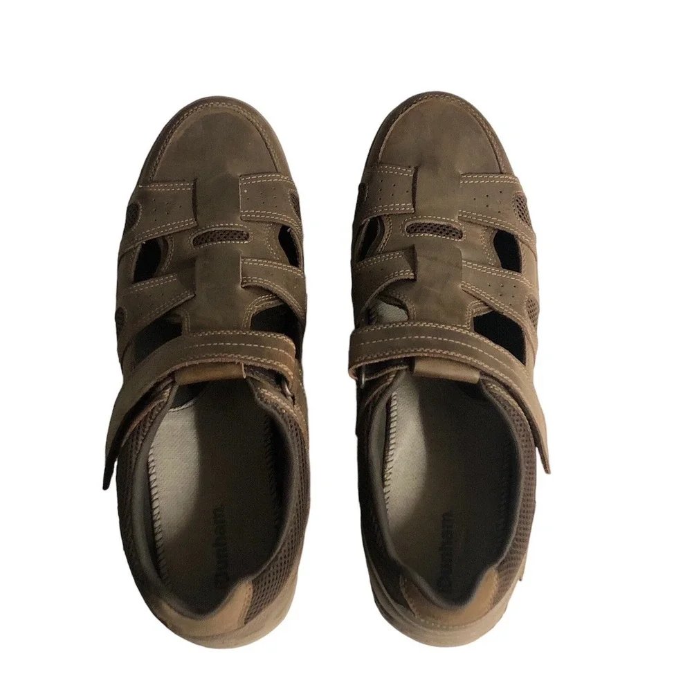 Dunham Mens Comfort Sandals Fitsmart Fisherman Size 16 Brown Leather‎ Boat